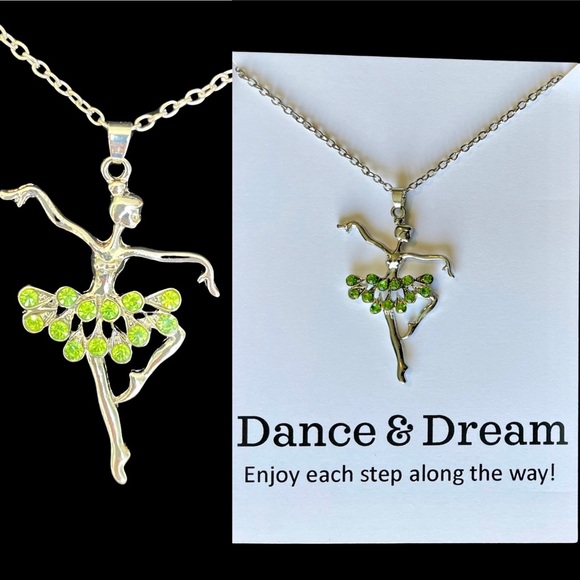Other - 🆕 Silver Ballerina Necklace - Green